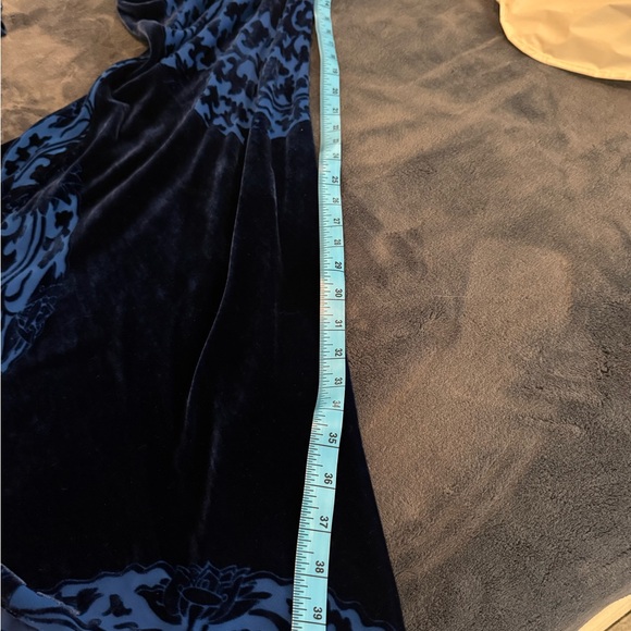 Betsey Johnson vintage velvet burnout Silk Blend Cobalt Blue Dress vibrant Y2K M - Picture 8 of 9